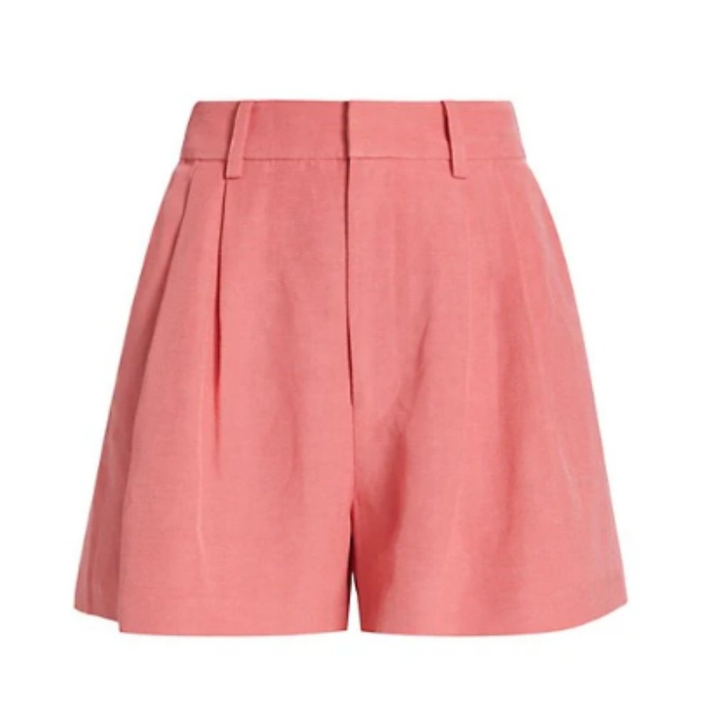 PAIGE Andie Linen-Blend Tailored Shorts SZ 2